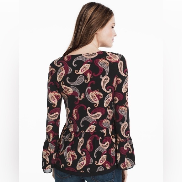 WHBM Paisley Print Tie Front Top Large - Picture 2 of 10